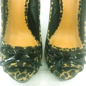 Leopard Print Peep-Toe Me Too Heels